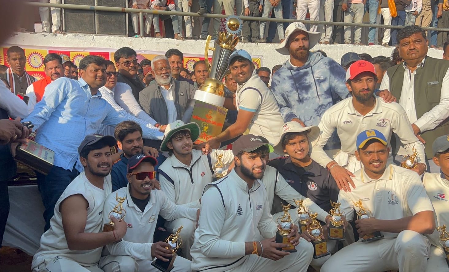 Defeated Mainpuri in the final of Late Omprakash Pathak Memorial State Level Cricket Competition in Ghaziabad.