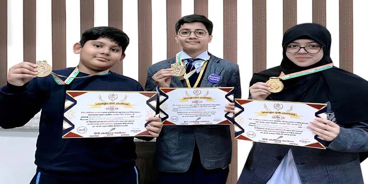 Golden performance of CMS students in International Hindi Olympiad