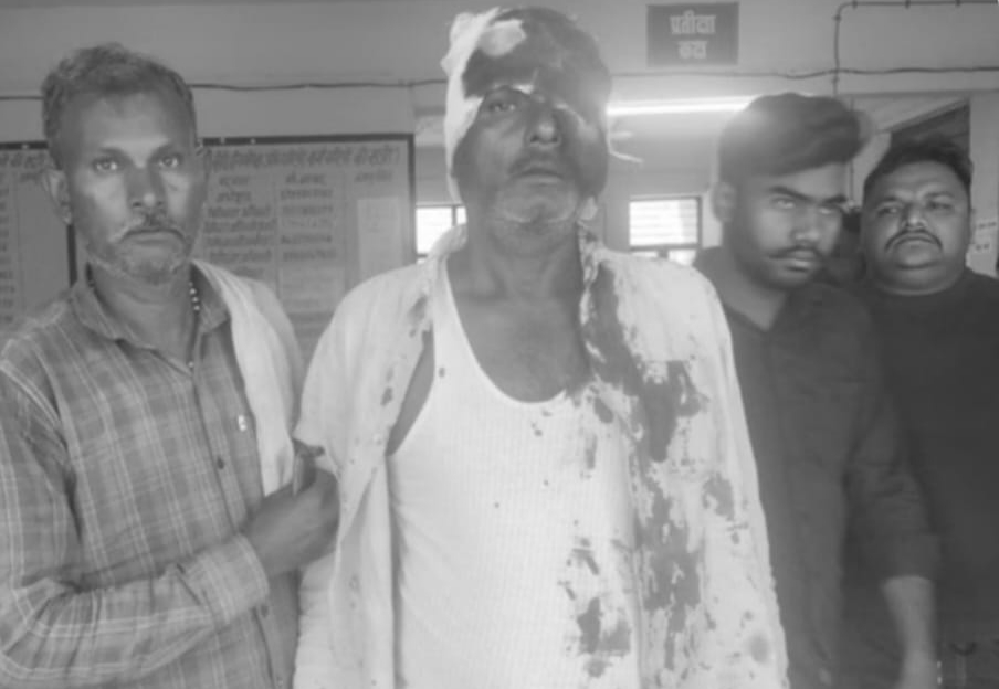 A farmer working in the field was attacked by a tiger; his wife's screams saved his life.