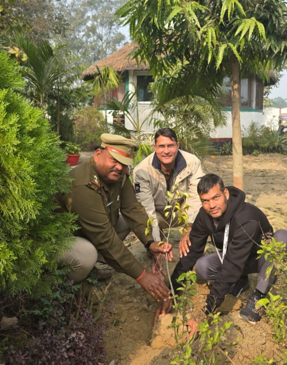 Saplings planted under the leadership of Hyderabad police station on the occasion of New Year