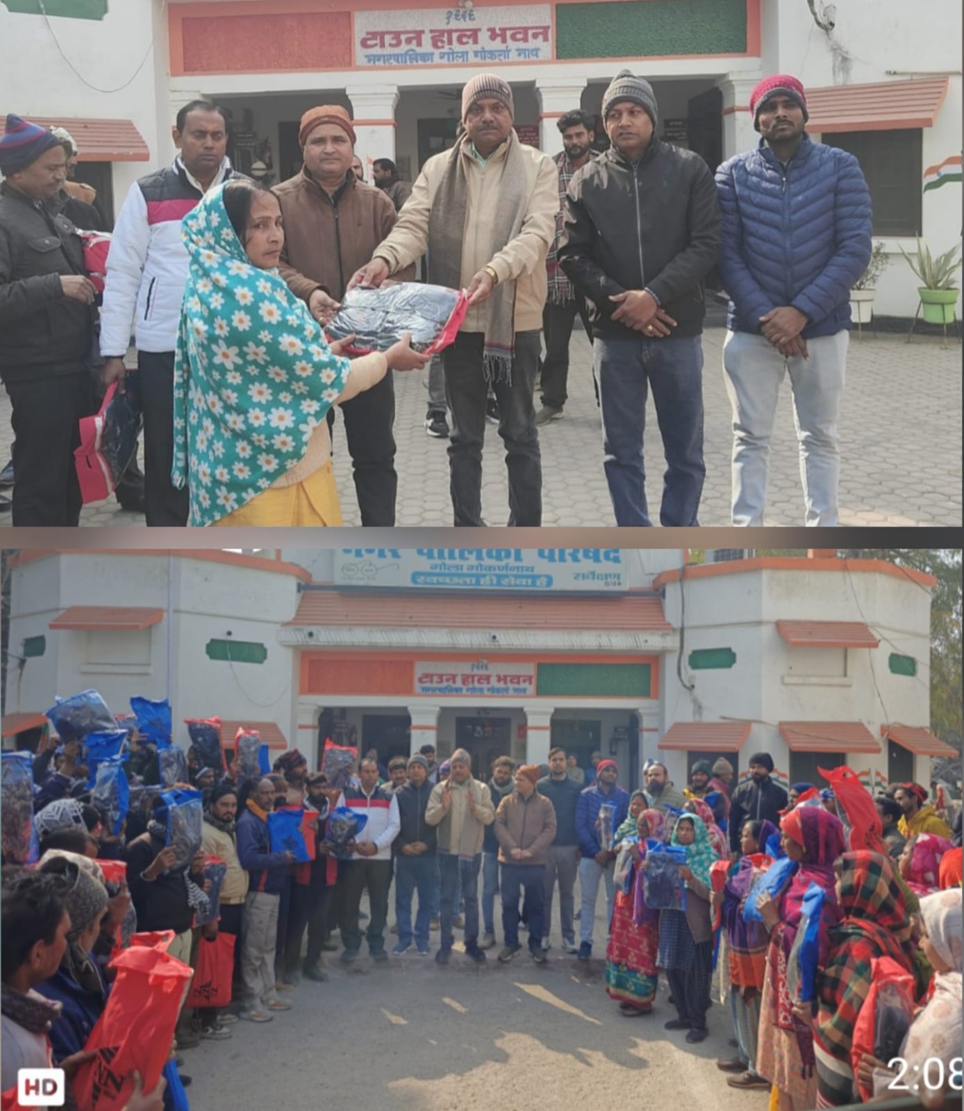 In view of the severe cold, the Municipal Chairman gave tracksuits to the sanitation workers.