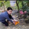 An eleven-year-old Shiva devotee made a sand Shivalinga and performed ritualistic worship.