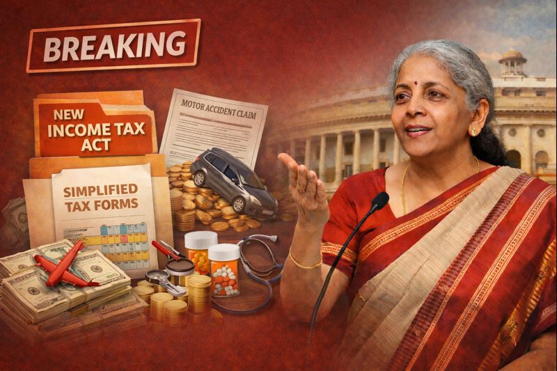 बजट 2026 इनकम टैक्स राहत, Budget 2026 Income Tax Relief, न्यू इनकम टैक्स एक्ट 2026, New Income Tax Act India 2026, सिंपलीफाइड इनकम टैक्स फॉर्म, Simplified Income Tax Form India, मोटर एक्सीडेंट क्लेम टैक्स छूट, Motor Accident Claim Tax Exemption, एजुकेशन मेडिकल टैक्स छूट, Education Medical Tax Relief, ओवरसीज टूर प्रोग्राम टैक्स, Overseas Tour Tax, एम्पलाईज हायरिंग सर्विस टैक्स, Employee Hiring Service Tax, भारतीय करदाता, Indian Taxpayer, वित्तीय सुधार बजट 2026, Financial Reforms Budget 2026, टैक्स सिस्टम पारदर्शी, Transparent Tax System India,इनकम टैक्स राहत भारत, Income Tax Relief India, न्यू टैक्स एक्ट 2026, New Tax Act 2026 India, मोटर एक्सीडेंट क्लेम टैक्स, Motor Accident Claim Tax India, एजुकेशन मेडिकल टैक्स छूट, Education Medical Tax Relief, ओवरसीज टूर टैक्स 2%, Overseas Tour Tax 2%, एम्पलाईज हायरिंग सर्विस टैक्स 2%, Employee Hiring Service Tax 2%, बजट 2026 टैक्स बदलाव, Budget 2026 Tax Changes,#BudgetBreaking, #Budget2026, #IncomeTax, #TaxRelief, #NewTaxLaw, #IndianTaxpayer, #MotorAccidentClaim, #EducationMedicalTax, #OverseasTourTax, #EmployeeHiringTax, #FinancialReforms, #NirmalaSitharaman, #NationalNews,