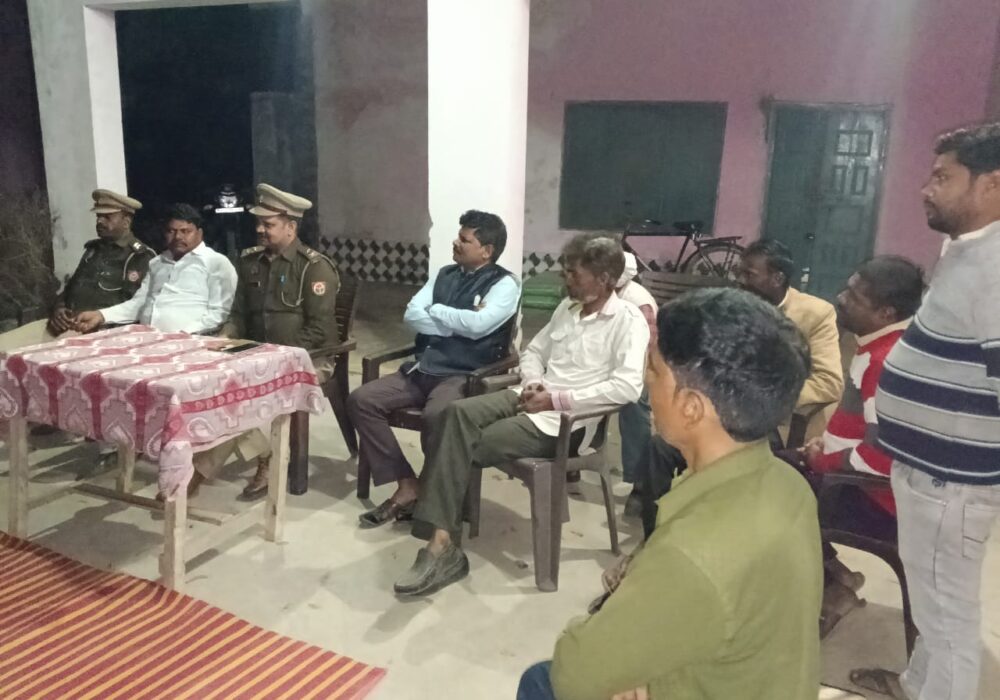 Night Chaupal with villagers for crime control.